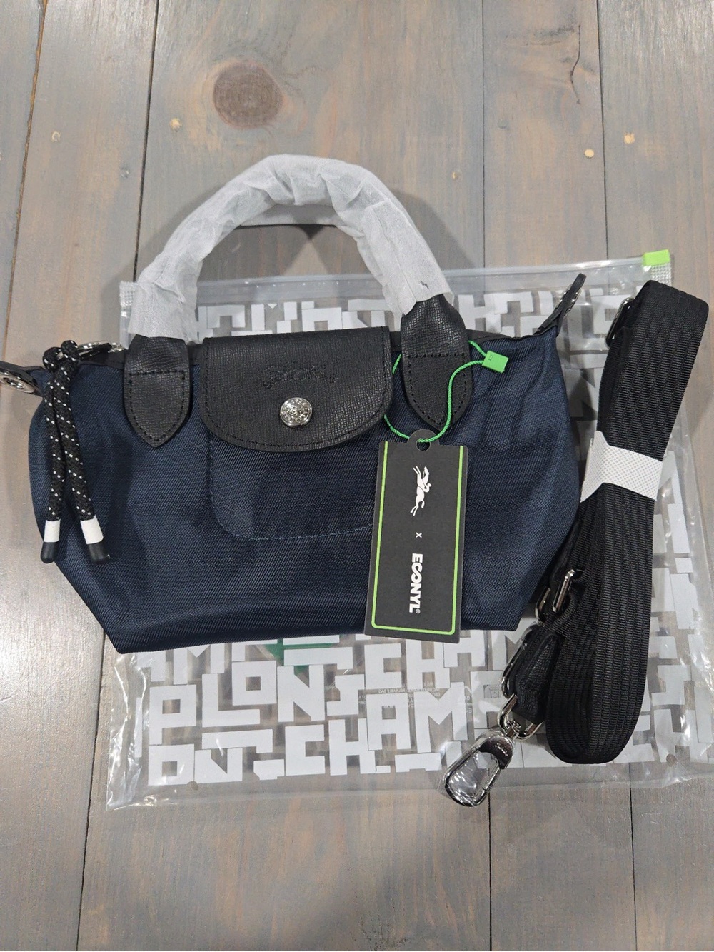 Longchamp Navy Le pliage energy econyl Black Small Top-Handle Bag xs crossbody - Picture 2 of 2